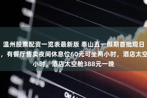 温州股票配资一览表最新版 泰山五一假期首批观日出游客已登顶，有餐厅售卖夜间休息位60元可坐两小时，酒店太空舱388元一晚